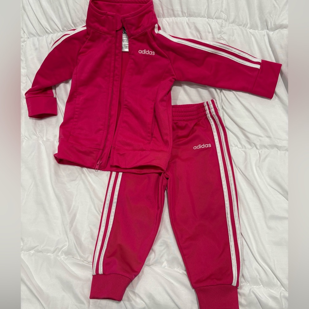 Adidas Fuchsia Tracksuit with White Accents